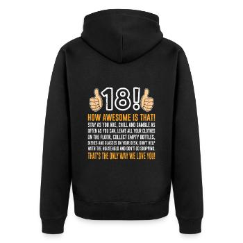 18 ans garçon 18e anniversaire - Veste à capuche bio Premium Unisexe - noir - Dos - Nico (187cm)