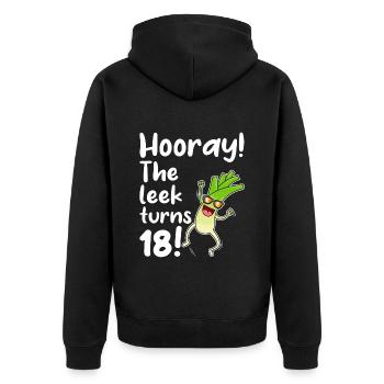Hourra le poireau fête ses 18 ans - Veste à capuche bio Premium Unisexe - noir - Dos - Nico (187cm)