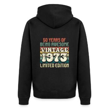 50e anniversaire homme né en 1937 50 ans - Veste à capuche bio Premium Unisexe - noir - Dos - Nico (187cm)