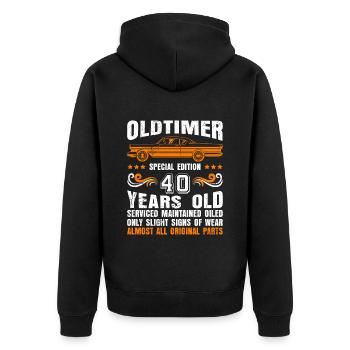 Oldtimer 50e anniversaire 40 ans - Veste à capuche bio Premium Unisexe - noir - Dos - Nico (187cm)