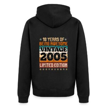 18 Jahre awesome 18. Geburtstag Junge 18 Jahre - Unisex Premium Bio Zip Hoodie - Schwarz - Hinten - Nico (187cm)