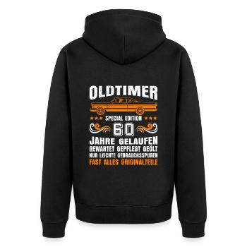 60. Geburtstag alle Teile original 60 Jahre - Unisex Premium Bio Zip Hoodie - Schwarz - Hinten - Nico (187cm)