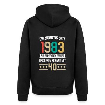 Legendär seit 40 Jahren 40. Geburtstag Vintag - Unisex Premium Bio Zip Hoodie - Schwarz - Hinten - Nico (187cm)
