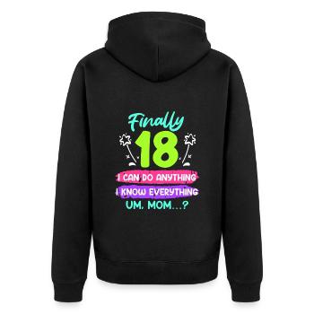 Enfin 18 ans 18ème anniversaire - Veste à capuche bio Premium Unisexe - noir - Dos - Nico (187cm)