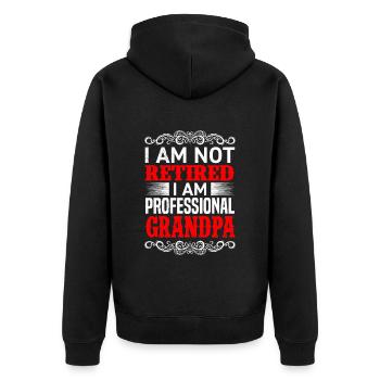 Ruhestand Opa Renteneintritt Pensionierung - Unisex Premium Bio Zip Hoodie - Schwarz - Hinten - Nico (187cm)