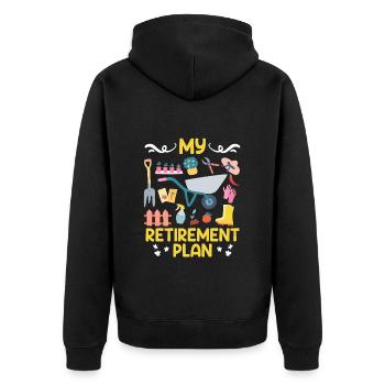 My Plan Retirement Retirees - Unisex Premium Organic Zip Hoodie - black - Back - Nico (187cm)