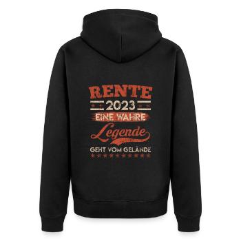 Rente 2023 eine Legende verlässt das Gelände - Unisex Premium Bio Zip Hoodie - Schwarz - Hinten - Nico (187cm)