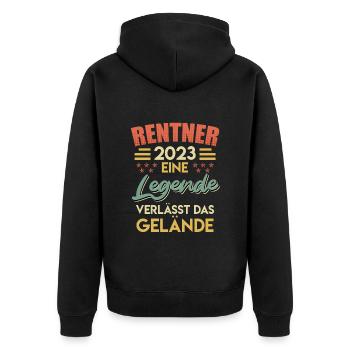 Legende verlässt das Gelände Renter 2023 - Unisex Premium Bio Zip Hoodie - Schwarz - Hinten - Nico (187cm)
