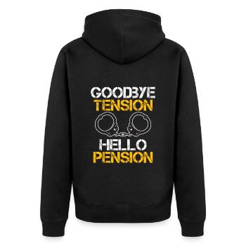 Rente 2023 Adieu Tension Hello Pension - Veste à capuche bio Premium Unisexe - noir - Dos - Nico (187cm)