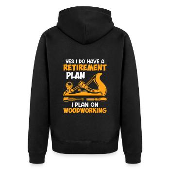 Woodworking in retirement Retirement - Unisex Premium Organic Zip Hoodie - black - Back - Nico (187cm)