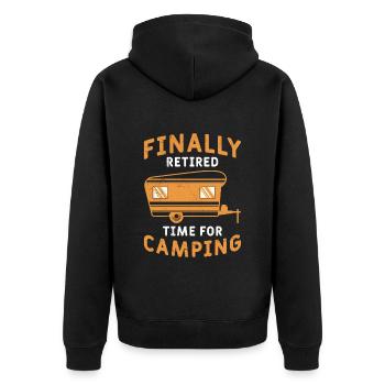 Rentner Wohnwagen Camping Renteneintritt - Unisex Premium Bio Zip Hoodie - Schwarz - Hinten - Nico (187cm)