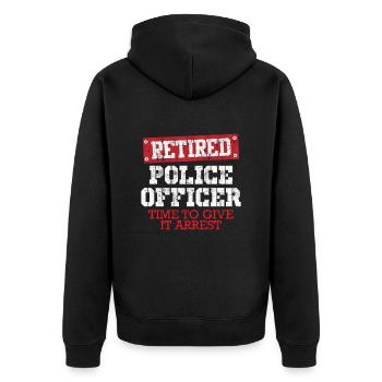 Polizei Offizier in Rente Polizist Pension - Unisex Premium Bio Zip Hoodie - Schwarz - Hinten - Nico (187cm)