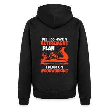 Woodworking in retirement Retirement - Unisex Premium Organic Zip Hoodie - black - Back - Nico (187cm)