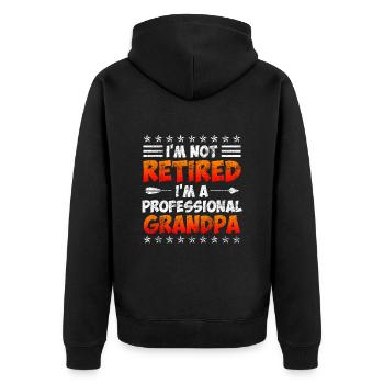 Kein Rentner sondern professioneller Opa Rente - Unisex Premium Bio Zip Hoodie - Schwarz - Hinten - Nico (187cm)