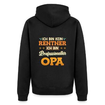 Professioneller Opa Rente Rentner - Unisex Premium Bio Zip Hoodie - Schwarz - Hinten - Nico (187cm)