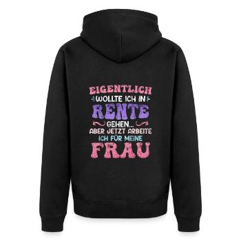 Ich wollte in Rente Männer Renteneintritt - Unisex Premium Bio Zip Hoodie - Schwarz - Hinten - Nico (187cm)