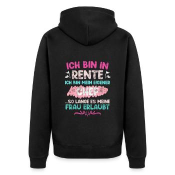 Rentner Renteneintritt Mann - Unisex Premium Bio Zip Hoodie - Schwarz - Hinten - Nico (187cm)