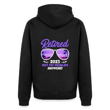 Pension 2023 Pension de retraite des pensionnés - Veste à capuche bio Premium Unisexe - noir - Dos - Nico (187cm)