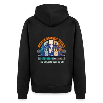 Pension 2023 Retirement Countdown is on - Unisex Premium Organic Zip Hoodie - black - Back - Nico (187cm)