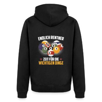 Rentner Billiard Billard Renteneintritt - Unisex Premium Bio Zip Hoodie - Schwarz - Hinten - Nico (187cm)
