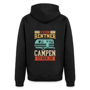 Rentner campen ist mein Job Camping - Unisex Premium Bio Zip Hoodie - Schwarz - Hinten - Nico (187cm)
