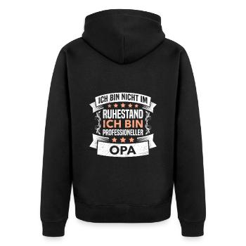 Opa in Ruhestand Renteneintritt Pensionierung - Unisex Premium Bio Zip Hoodie - Schwarz - Hinten - Nico (187cm)