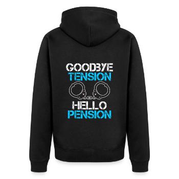 Rente 2023 Adieu Tension Hello Pension - Veste à capuche bio Premium Unisexe - noir - Dos - Nico (187cm)
