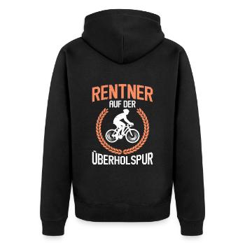 Rentner auf der Überholspur Rennradfahrer - Unisex Premium Bio Zip Hoodie - Schwarz - Hinten - Nico (187cm)