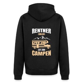 Rentner Zeit zum campen Camping Camper - Unisex Premium Bio Zip Hoodie - Schwarz - Hinten - Nico (187cm)
