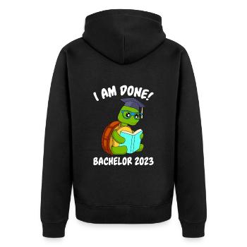 I finished Bachelor 2023 - Unisex Premium Organic Zip Hoodie - black - Back - Nico (187cm)