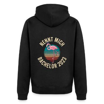 Bachelor 2023 Bachelor Abschluss 2023 - Unisex Premium Bio Zip Hoodie - Schwarz - Hinten - Nico (187cm)