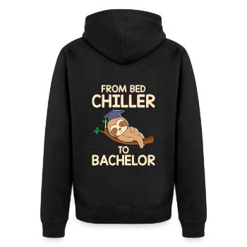 Du refroidisseur de lit au Bachelor 2023 - Veste à capuche bio Premium Unisexe - noir - Dos - Nico (187cm)