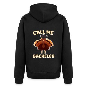 Call me Bachelor 2023 - Unisex Premium Organic Zip Hoodie - black - Back - Nico (187cm)