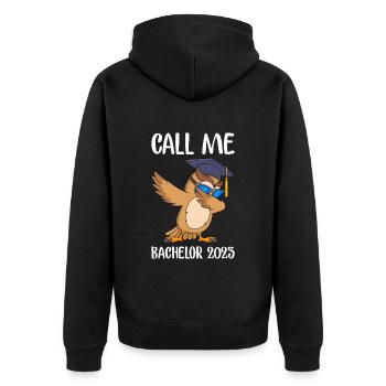 Call Me Bachelor 2023 Bachelor Degree - Unisex Premium Organic Zip Hoodie - black - Back - Nico (187cm)