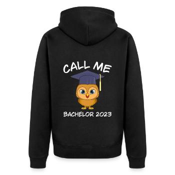 Call me Bachelor 2023 Study Degree - Unisex Premium Organic Zip Hoodie - black - Back - Nico (187cm)
