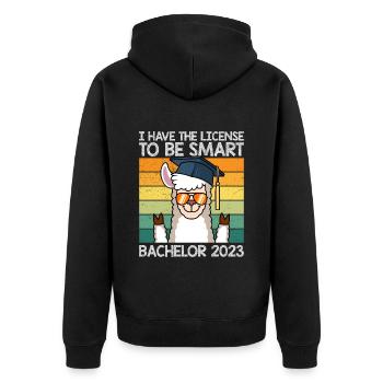 Bachelor 2023 Licence à Clever Shit - Veste à capuche bio Premium Unisexe - noir - Dos - Nico (187cm)
