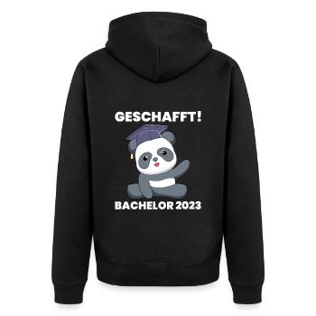 Geschafft Bachelor 2023 Bachelor Abschluss - Unisex Premium Bio Zip Hoodie - Schwarz - Hinten - Nico (187cm)
