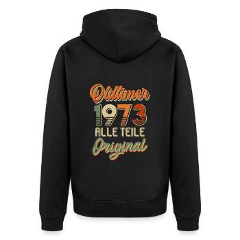 Oldtimer 50 ans 50e anniversaire - Veste à capuche bio Premium Unisexe - noir - Dos - Nico (187cm)