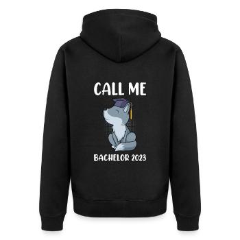 Call Me Bachelor 2023 Bachelor Degree - Unisex Premium Organic Zip Hoodie - black - Back - Nico (187cm)