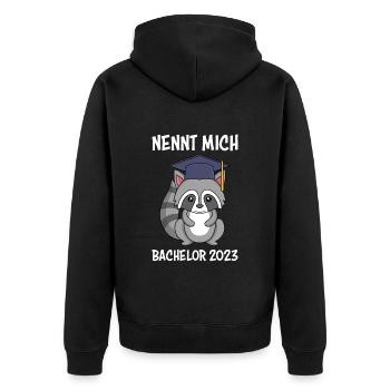 Bachelor 2023 Bachelor Abschluss 2023 - Unisex Premium Bio Zip Hoodie - Schwarz - Hinten - Nico (187cm)