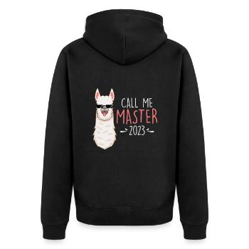 Studium Ende Masterabschluss 2023 Master - Unisex Premium Bio Zip Hoodie - Schwarz - Hinten - Nico (187cm)