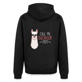 Call me Bachelor 2023 Bachelor Degree - Unisex Premium Organic Zip Hoodie - black - Back - Nico (187cm)