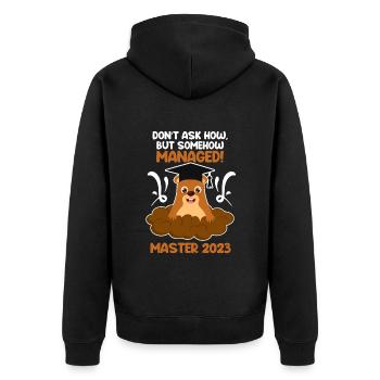 Master 2023 completed Master's degree - Unisex Premium Organic Zip Hoodie - black - Back - Nico (187cm)