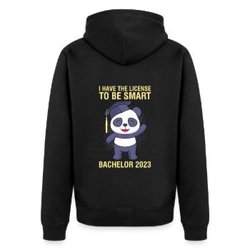Bachelor 2023 Licence à Clever Shit - Veste à capuche bio Premium Unisexe - noir - Dos - Nico (187cm)