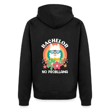 Bachelor's degree NO Probllama - Unisex Premium Organic Zip Hoodie - black - Back - Nico (187cm)