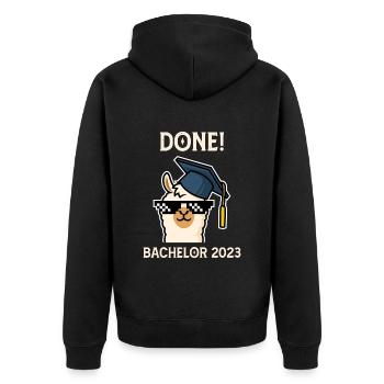 Bachelor 2023 completed Bachelor's degree - Unisex Premium Organic Zip Hoodie - black - Back - Nico (187cm)