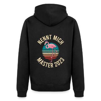 Master Abschluss 2023 Master - Unisex Premium Bio Zip Hoodie - Schwarz - Hinten - Nico (187cm)