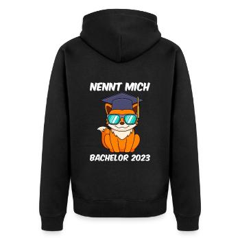Bachelor 2023 Bachelor Abschluss 2023 - Unisex Premium Bio Zip Hoodie - Schwarz - Hinten - Nico (187cm)