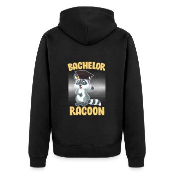 Bachelor Racoon - Unisex Premium Bio Zip Hoodie - Schwarz - Hinten - Nico (187cm)
