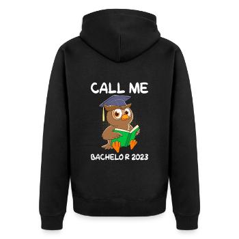 Call me Bachelor 2023 Bachelor Degree 2023 - Unisex Premium Organic Zip Hoodie - black - Back - Nico (187cm)